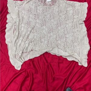New York & Company Beige Knit Poncho